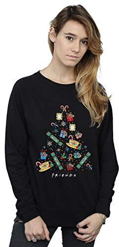 Absolute Cult Friends Women's Christmas Tree Sweatshirt Black X-Large