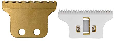 AIRERA Double T Wide Ersatzklingen Set #2215 für Wahl Trimmer 8081, zusammengebaut 1 feststehende Klinge aus Kohlenstoffstahl mit 1 beweglichen Keramikklinge, kompatibel mit Wahl 5 Star Detailer(Gold)