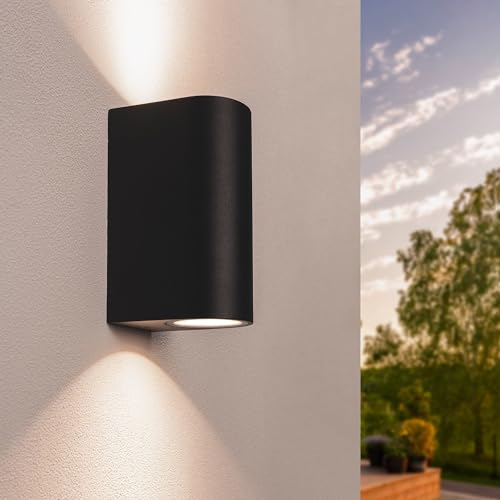 Ledvion - LED Wandlampe Santa Barbara, GU10 Fassung, IP54, Schwarz, Außenlampe, Außenbeleuchtung, Gartenbeleuchtung, Fassadenbeleuchtung