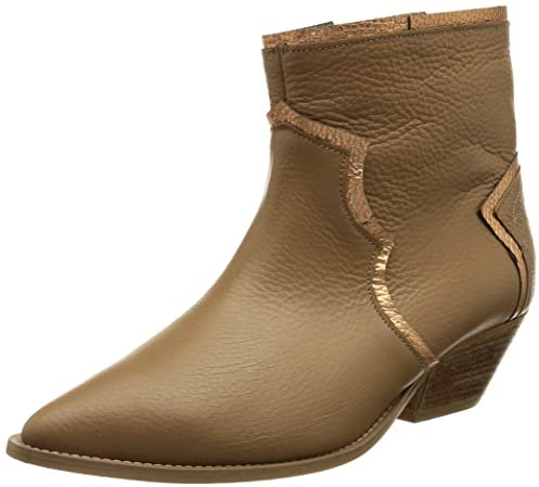 L37 HANDMADE SHOES Stivaletti I Pelle Naturale I Scarpe Fatte A Mano Comes The Rain I, Stivale alla Caviglia Donna, Marrone Chiaro Oro, 40 EU