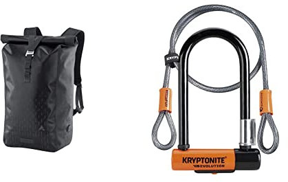 Altura Unisex Adult Thunderstorm City 30 Backpack Backpack - Black, 30 Litre & Kryptonite Evolution Mini-7 Lock with Flex Cable and Bracket - Orange, 7-Inch