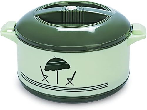 Nobel Insulated Casserole HotPot Thermal Serving Bowl Keeps Food Hot or Cold for Long Hours, Outer Body of Plastic Inside Body of Stainless Steel, Capacity 2000ml (Green)