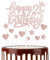 Happy 21st Birthday Cake Toppers, Rose Gold Cake Cupcake Toppers for Cake, Glitter Heart Stars Cake Toppers, Birthday Gift, Personalised Cake Toppers for Women Girls 21st Birthday Cake Decorations