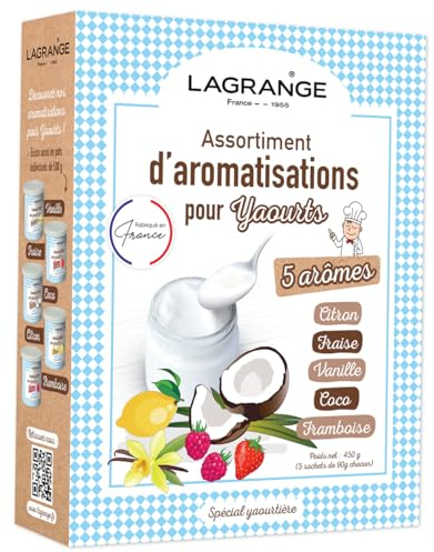 Assortiment de 5 aromatisations yaourts - Citron, fraise, vanille, coco, framboise