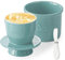 Butterdose Keramik, Französische Butterdose mit Buttermesser, Keramische Butterglocke mit Deckel, Butterdose Wassergekühlt mit Wasserlinie, Butterdose Porzellan für Streichfähige Butter(Cyan)