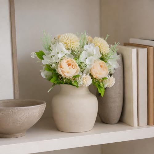 astylishome White Artificial Flowers with Stems Leaves Fake Flower Home Decoration Floral Arrangements for Wedding Office Table Window Living Room Bedroom Party 1013