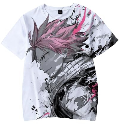 Anjinguang FAIRY TAIL Tshirt Erza Scarlet Natsu Dragneel Lucy Heartfilia Anime T-shirt Summer Cosplay Short Sleeve Tee Shirt Round Neck Cartoon Fashion Casual Sports Top Men Women