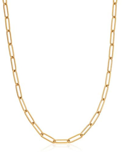 Abbott Lyon Paperclip Chain Necklace for Women - Gold Necklaces for Women with Anti-Tarnish Coating - 16-18 Inch Versatile Link Chain for Layering or Solo Wear (Gold)