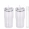 Yisituo Coffee Travel Mug, 2 Pack 480ml Reusable Plastic Cups, Drink Cups with Lids and Straws, Insulated for Hot & Cold Drinks, Car Cup Holder Compatible (2, Clear)