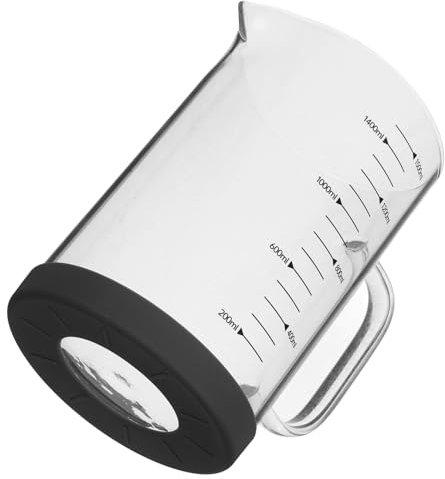 GLEAVI Vaso medidor de vidrio de borosilicato, 1500 ml, vaso medidor transparente para líquidos, ideal para café, té y hornear, con prácticas marcas de medición para una medición precisa