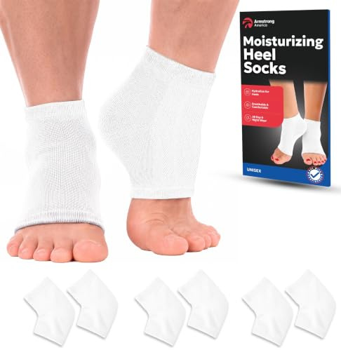 Moisturising Socks for Men | Cracked Heel Treatment with Aloe Vera | Moisturiser Foot Callus Remover | Aloe Socks for Cracked Heels & Dry Rough Feet (White - 3 Pairs, X-Large)
