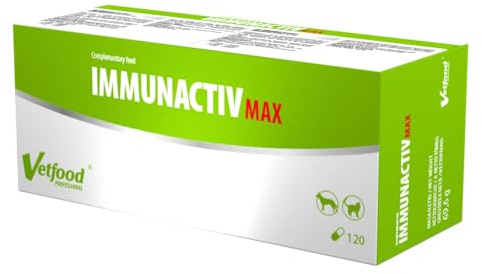 VETFOOD Immunactiv Max | 120 Kapseln | Ergänzungsfuttermittel für Hunde & Katzen | Mit Hefeextrakt