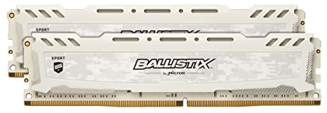 Crucial Ballistix Sport LT BLS2K8G4D26BFSCK Desktop Gaming Speicher Kit (2666 MHz, DDR4, DRAM, 16GB (8GB x2), CL16) weiß