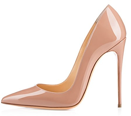 EDEFS Damen Klassische Pumps Bequeme High Heels Elegante Schuhe Spitze Damen Pumps Beige Größe EU44