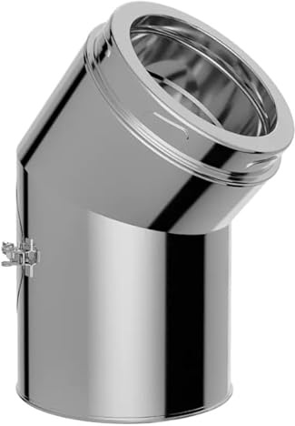 Edelstahl Versatzbogen mit Öffnung - Ofenknie Bogen für Schornstein in allen Durchmessern und Winkeln (Ø 200mm, Winkel 45°)