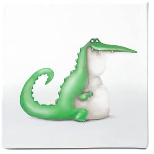 Dori´s Prints Krokodil Bild - Kinderzimmer Leinwandbild - Safari Tiere gedruckt auf 100% Bio Baumwolle - Babyzimmer Wanddeko Dschungelmotiv