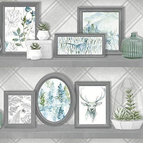 Holden Décor Stag Frames Rustic Picture Frames Faux Shelf Floral Wallpaper 90730