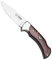 Navaja Cudeman 323-RF hoja de acero ACX-380 de 9,5 cm y empuñadura de estamina roja de 11,5 cm con funda de cuero para Caza, Pesca, Supervivencia y bushcraft + Portabotellas Regalo