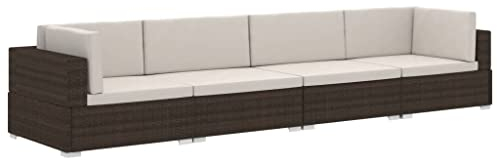 vidaXL Garten Sofagarnitur 4-TLG. mit Auflagen 4er Sofa Couch Lounge Gartensofa Gartenmöbel Sitzgruppe Rattansofa Poly Rattan Braun