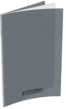 Conquérant Cahier Classique 24x32cm Grands Carreaux Seyès 96 Pages Agrafées Couverture Polypro Gris