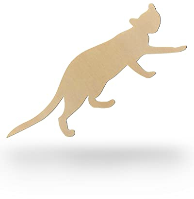 Kleenes Traumhandel Holztiere - Tiere aus Holz - Wanddeko Tiere - Tierscheiben - Tierform aus Holz für Kinderzimmer, Wohnzimmer, Geburtstag (Katze, Breite 33 cm)