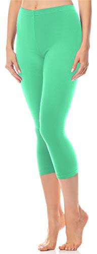 Antié Damen Leggings 3/4 aus Baumwolle AN60-101(Minze,XL)