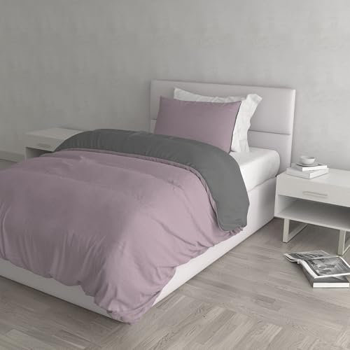 Housse de Couette Natural Colour, Veux Rose/Gris fumé, 1 Place et demie