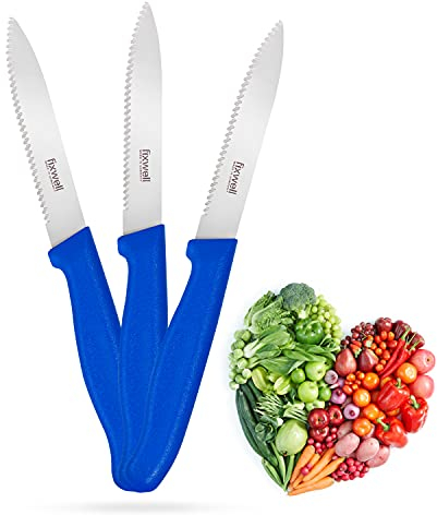 Fixwell® Universalmesser, blau I scharfes Allzweckmesser Wellenschliff, für Pizza, Brötchen & Co. – sehr langlebig, rostfrei | spülmaschinenfest & lebensmittelecht | 100% Made in Germany seit 1955