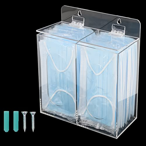 Patioer Acryl-Gesichtsmaskenspenderbox, durchsichtiger Maskenhandschuhhalter, Wandmontage oder Arbeitsplatte, Hygienestation mit Deckel für Einwegmasken, Handschuhe, Schuhabdeckungen, Haarnetze