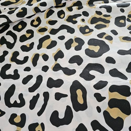 11,99€/m Leopard 100% Baumwolle Baumwollstoff Kinder Meterware Handwerken Nähen Stoff (Leopard Braun Creme Schwarz Groß, 100x160cm (11,99€/m))