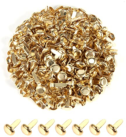 moinkerin 200 Stücke Mini Runde Brads, Musterklammern Metall Gold Brads 8 x 14mm Verwendet für Scrapbooking Papier Briefklammern Basteln Handwerk DIY Kunsthandwerk