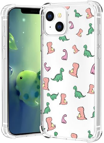 XIMIZU Clear Case for iPhone 13 Cute Dinosaur, Cartoon Design Soft Slim TPU Bumper Resistant Anti-fall Shockproof Protective Mobile Cover Phone Case for iPhone 13 6.1inch