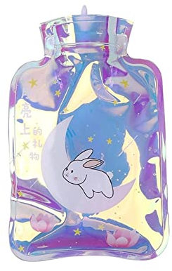 Wärmflasche mit Deckel Laser Hot Bag Handwärmer Flamingo Warm-Wasser-Beutel Nette koreanische Mini Heat Pack Kreative Warmer Haushaltsgegenstände Klassischer Heißwasserbeutel ( Color : Moon rabbit )