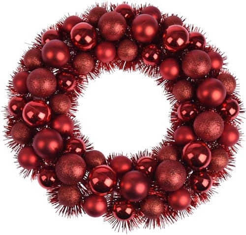 Weihnachtskranz mit 56 roten Kugeln 39 cm Durchmesser Sortiert Original und elegant (rot)