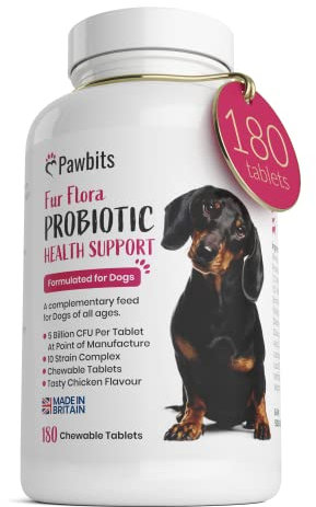 180 Canine Probiotics & Prebiotics Tablets for Dogs – 5 Billion CFU Tablet Chicken Flavour Chewable Dietary Supplements -10 Strain Complex for Digestive Support, Gut Health, Bad Breath & Itchy Skin