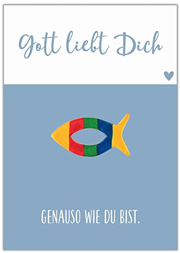 Glücksschmiedin - Handschmeichler in Form eines Fischs aus Speckstein mit christlicher Spruchkarte