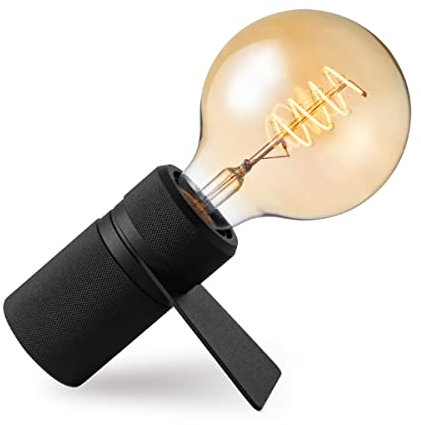 Home Sweet Home Moderner Tischlampe Matrix | 11/10,2/5,3cm | Schwarz | Nachttischlampe | Metall | für E27 LED-Lichtquelle | mit Kabelschalter | geeignet für Wohnzimmer und Heimbüro