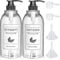 Wäscheseifenspender aus Kunststoff, 2 Stück, Wäscheflaschen für Flüssigwaschmittel und Weichspüler Behälter mit Pumpen, wasserdichte Etiketten, 50 ml langer Griff, Schaufel zum Messen, Mini-Trichter