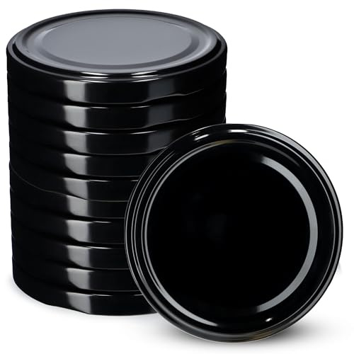KADAX 10er Set Schraubdeckel TO66 ⌀ 66mm Schwarz – Twist-Off Ersatzdeckel für 235-900ml Einmach- & Marmeladengläser | Luftdicht & Spülmaschinenfest
