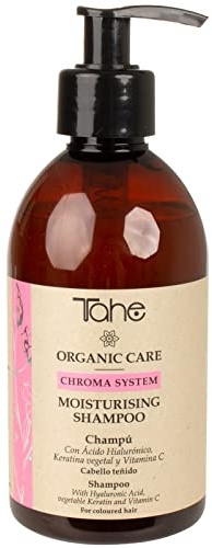 Tahe Organic Care Champú hidratante para cabellos teñidos Chroma System con Ácido Hialurónico, Queratina Vegetal y Vitamina C (300 ml)