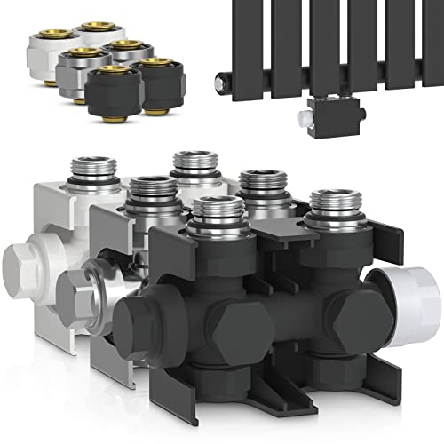 Aquamarin® Thermostatventil - 1/2 Zoll, Vertikale/Horizontale Montage, Eck/Durchgang, Chrom - Hahnblock Heizkörper, Multiblock, Heizkörperventil mit Thermostatkopf, Thermostat Heizung