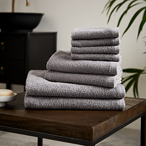 Catherine Lansfield Quick Dry Cotton 8 Piece Towel Set Grey