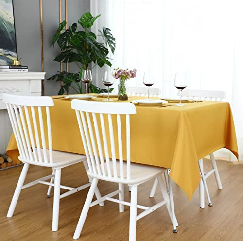 FOLINS&HOME Rechteckige Tischdecke, goldfarben, knitterfrei, wasserdicht, Polyester, auslaufsicher, strapazierfähig und waschbar, Tischdecke für Party, Bankett, drinnen und draußen, rechteckig, 137 x