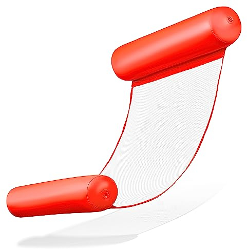 Balinco - Materassino gonfiabile per adulti, giocattolo acquatico, adatto per bambini, amaca da utilizzare nell’acqua per rilassarsi e per feste in piscina (rossa)