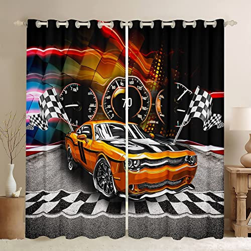 Feuerwehrauto Verdunkelungs Vorhänge Rote Feuerwehrauto Vorhänge für Jungen Autotoon Feuerwehrmann Auto Fahrzeug Schlafzimmer Vorhänge Feuerwehrmann Transport Fenster Vorhänge,2 Platten 140Bx175L