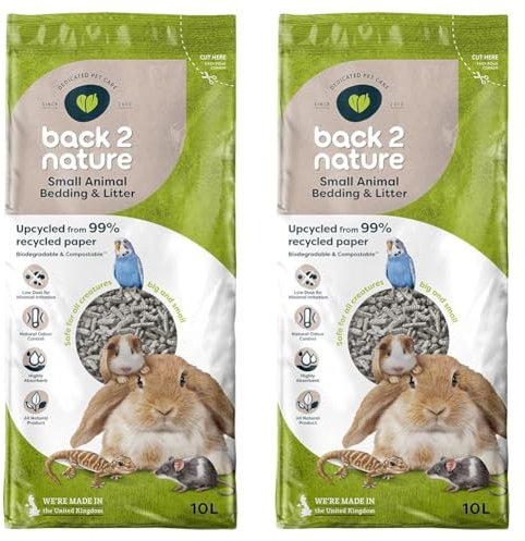 Back-2-Nature Couchage/Litière pour Petits Animaux 10 L (Lot de 2)