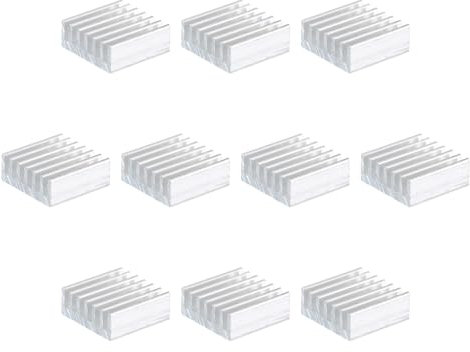 QUARKZMAN 10uds 14x14x6mm Aluminio Radiador Calor Disipador Enfriamiento con Térmico Azul Adhesiva Etiqueta para Chip CPU, Potencia Transistor, FET, Potencia Amplificador, Blanco