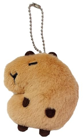 Yokawe Cartoon Capybara Stuffed Animal Keychain, Guinea Pig Soft Plush Capybara Keyring Charm for Handbag Backpack Brown