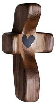 Yookin Cross My Heart/Encouragement Gift Wood Comfort Pocket Prayer Cross for Clutching, Clinging and Praying Christian Religious Gift