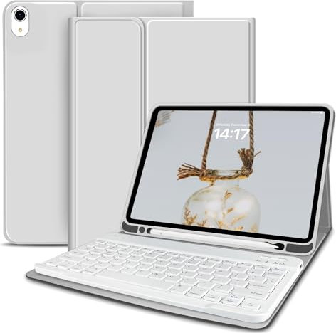 ZOYU Keyboard Case for iPad Air 11 Inch M3 (2025) / M2 (2024), iPad Air 5th/4th Generation 10.9 Inch (2022/2020) with Pencil Holder Slim Smart Cover Detachable Wireless Bluetooth Keyboard, Grey